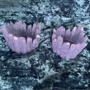 Hand Crafted Purple Crystal Candle Holders